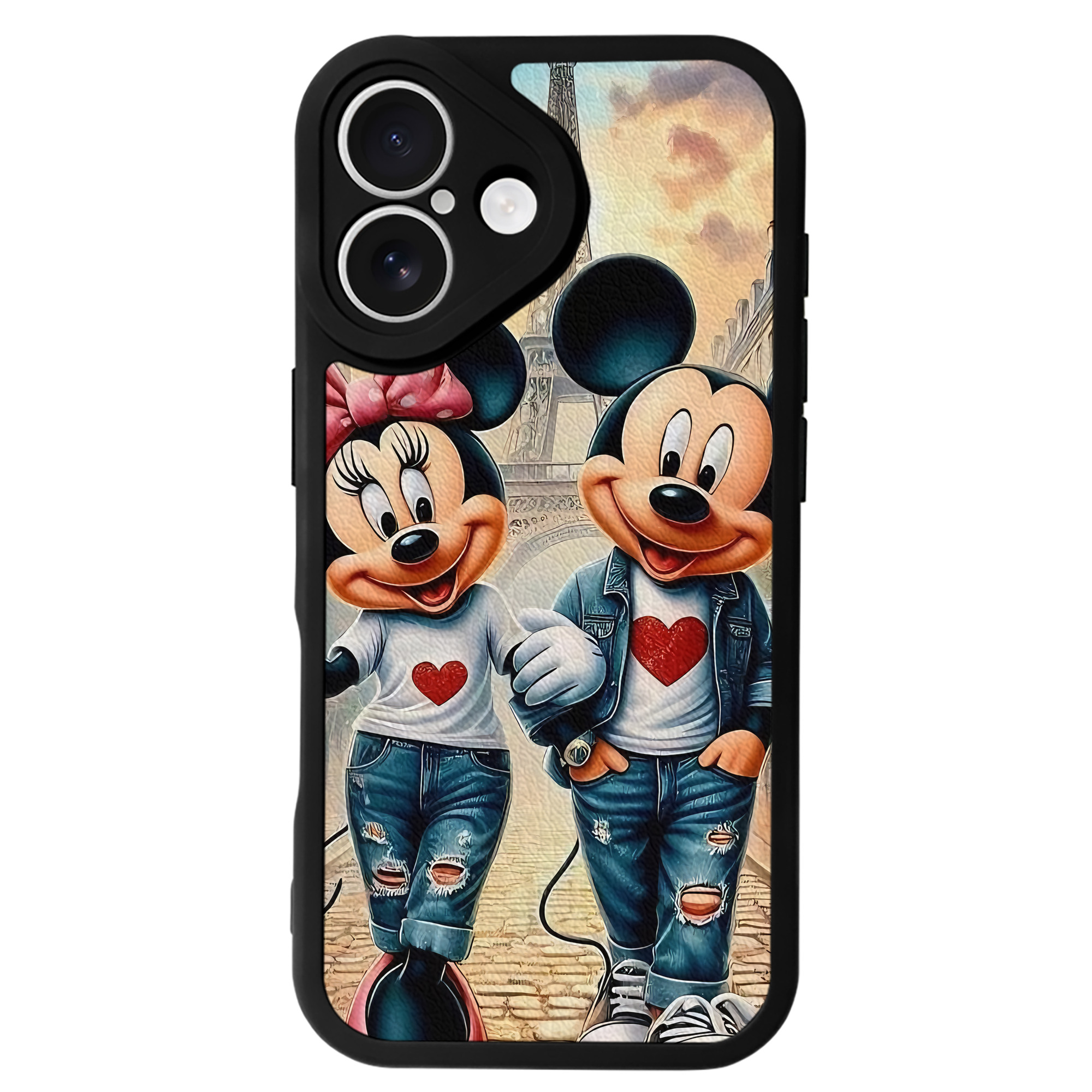 （画像用） ミッキーマウス Mickey Mouse 【iPhone 16シリーズ対応】シリコンスマホケース（レザー調） 材質：シリコン